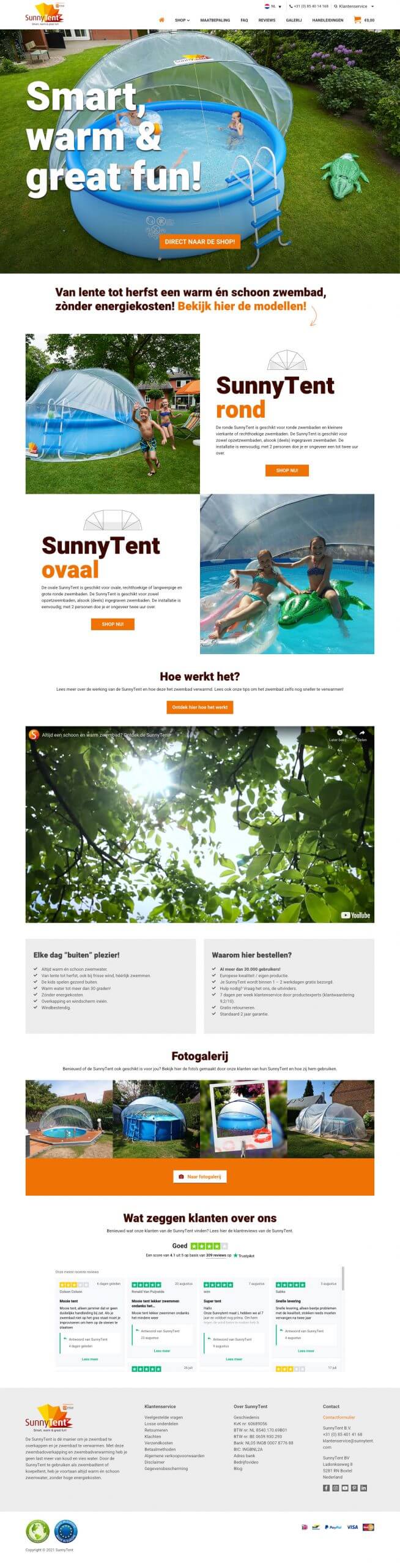 Website homepage SunnyTent