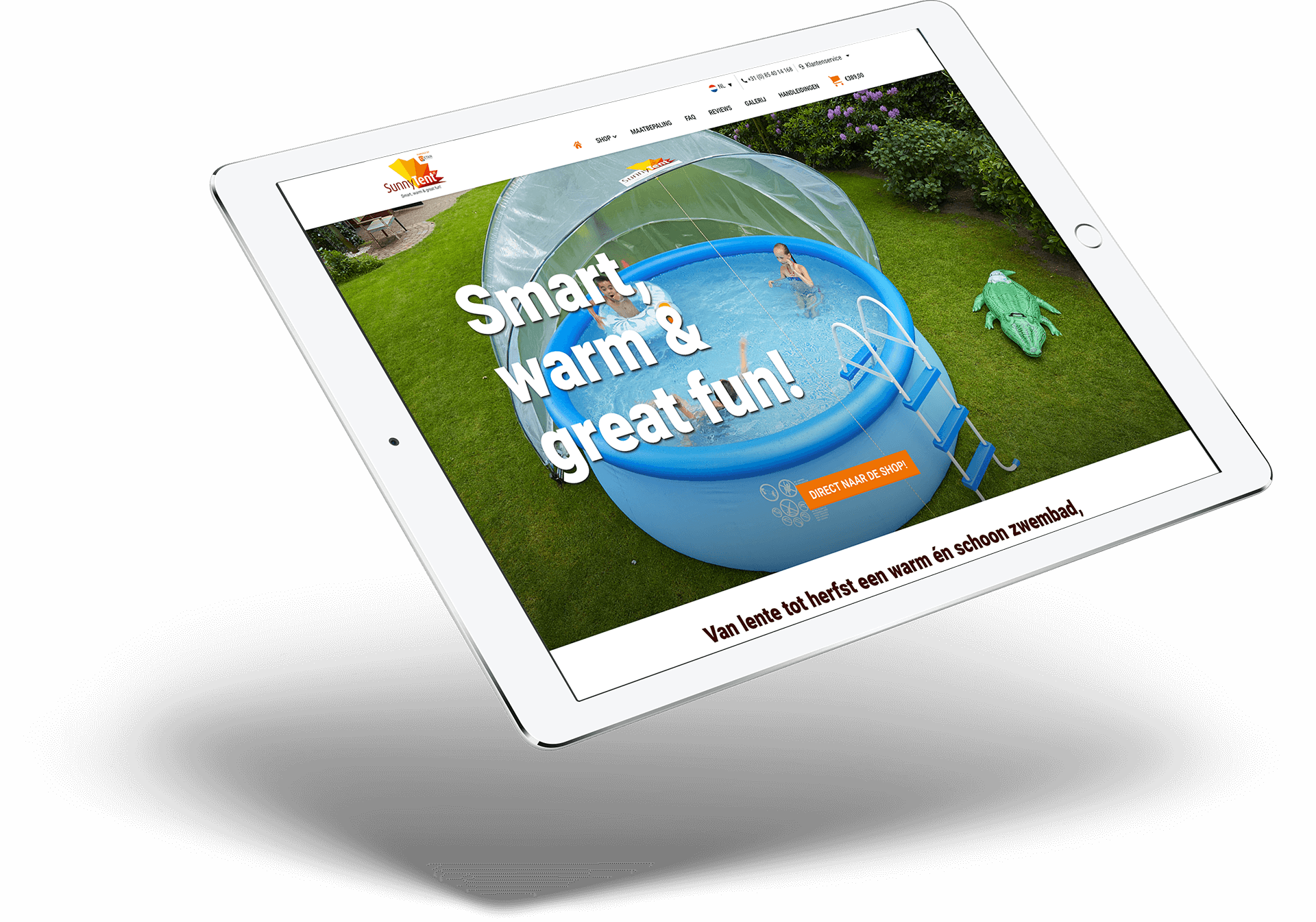 Website SunnyTent op iPad